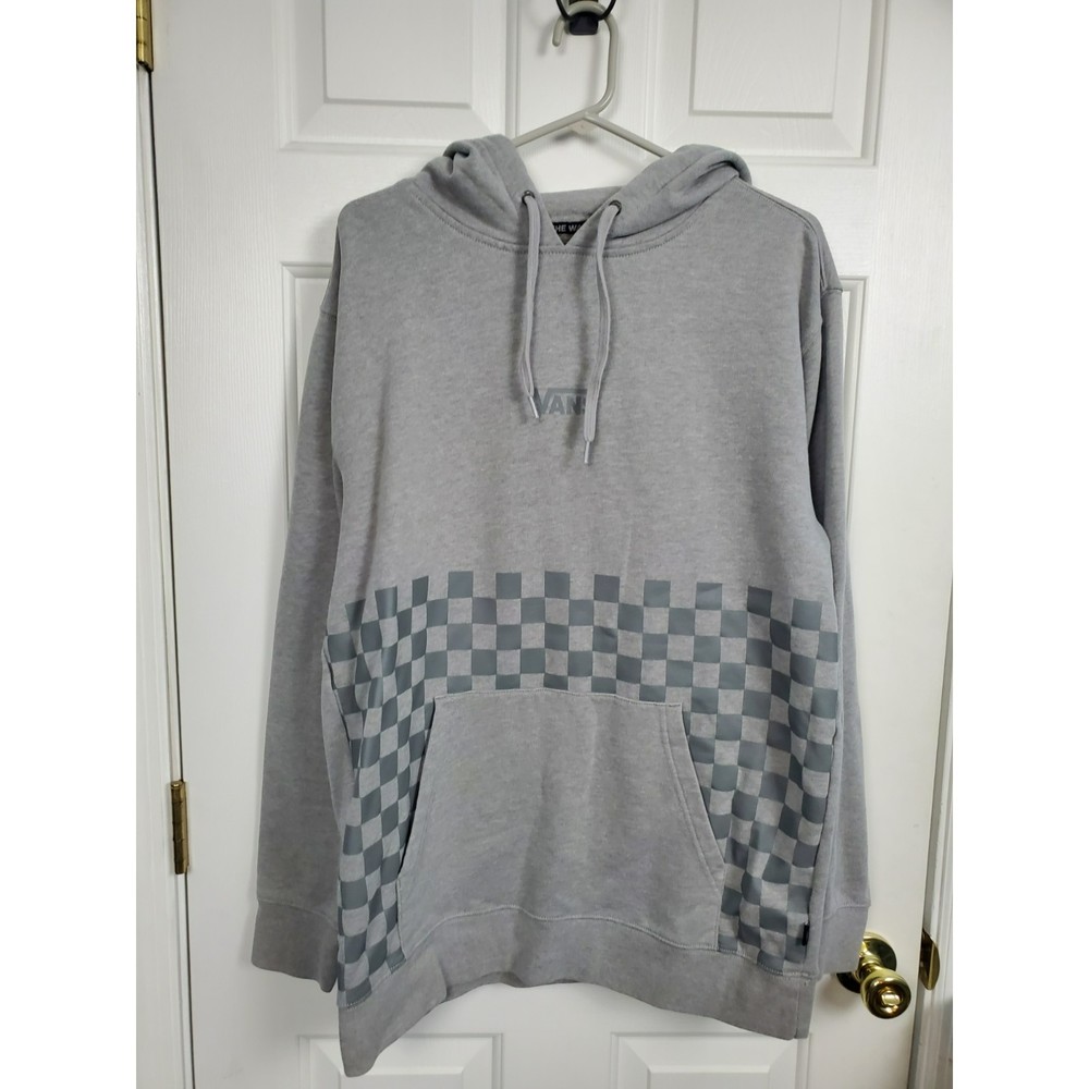 Vans Mens Size Large Gray Sweatshirt With Checker Print Off The Wall